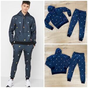 Criminal Damage Pokémon Repeat Hoodie and Sweatpants in Dark Blue